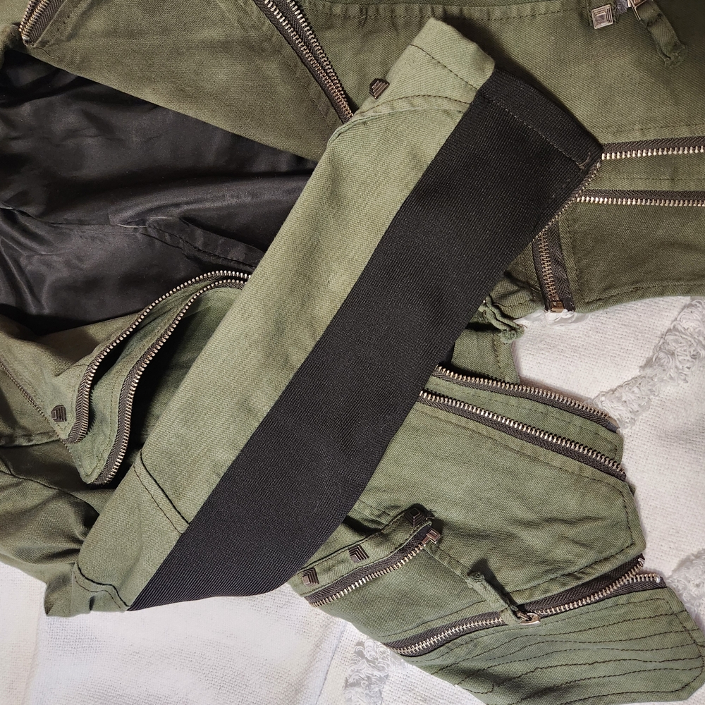 Olive Green Studded Jacket - Picture 7 of 9